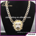 Vintage gold lion head with crystal Necklaces Pendants